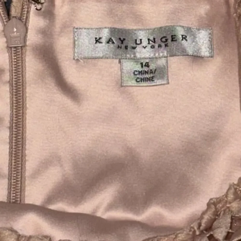 Kay Unger Lace Midi Dress Size 14 Blush Pink Floral Elegant Wedding Guest Formal - Picture 5 of 5